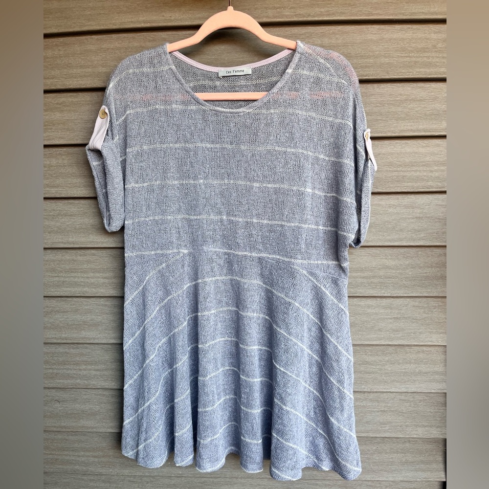 Ces Femme Grey Striped Top